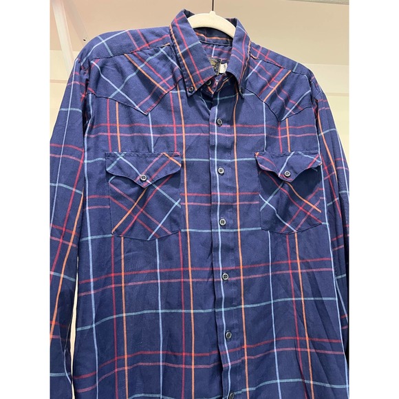 Panhandle Slim Men's Blue Plaid Colorful Button Down Size‎ 16 1/2 (35) - Picture 1 of 5